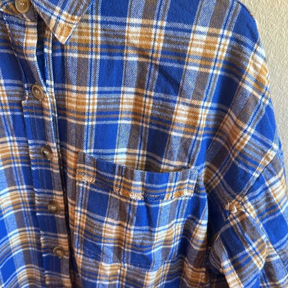 Blue B. Graphic Plaid Size Small Blue Gold Long Sleeve Button Up Shirt - Picture 5 of 15
